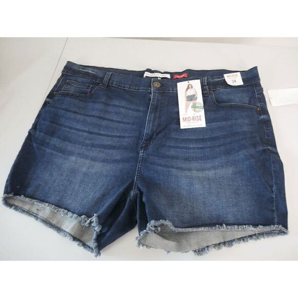 Celebrity Pink Womens Plus The Sugar Mid Rise Frayed Hem Denim Shorts 24 - Picture 2 of 8